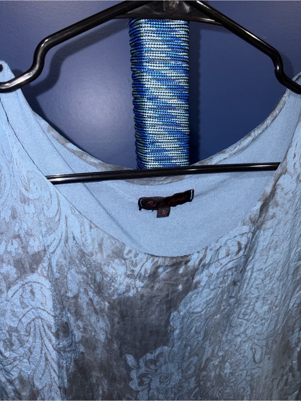 Carla Conti Made in Italy- Dusty Blue Layered Boho Top | Size Small - Picture 7 of 13